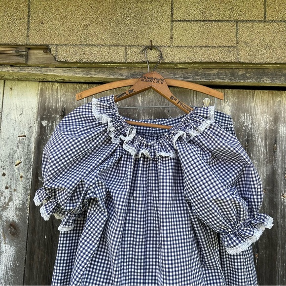 Vintage 70s 80s Ruffles and Gingham Square Dance Costume Frontier Skirt and Top - Picture 5 of 10